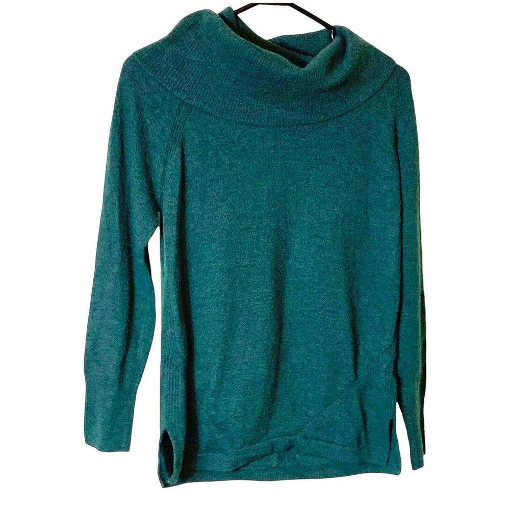 Nicole Miller Womens Extra Fine Merino Wool Green Turtleneck Pullover Sweater L
